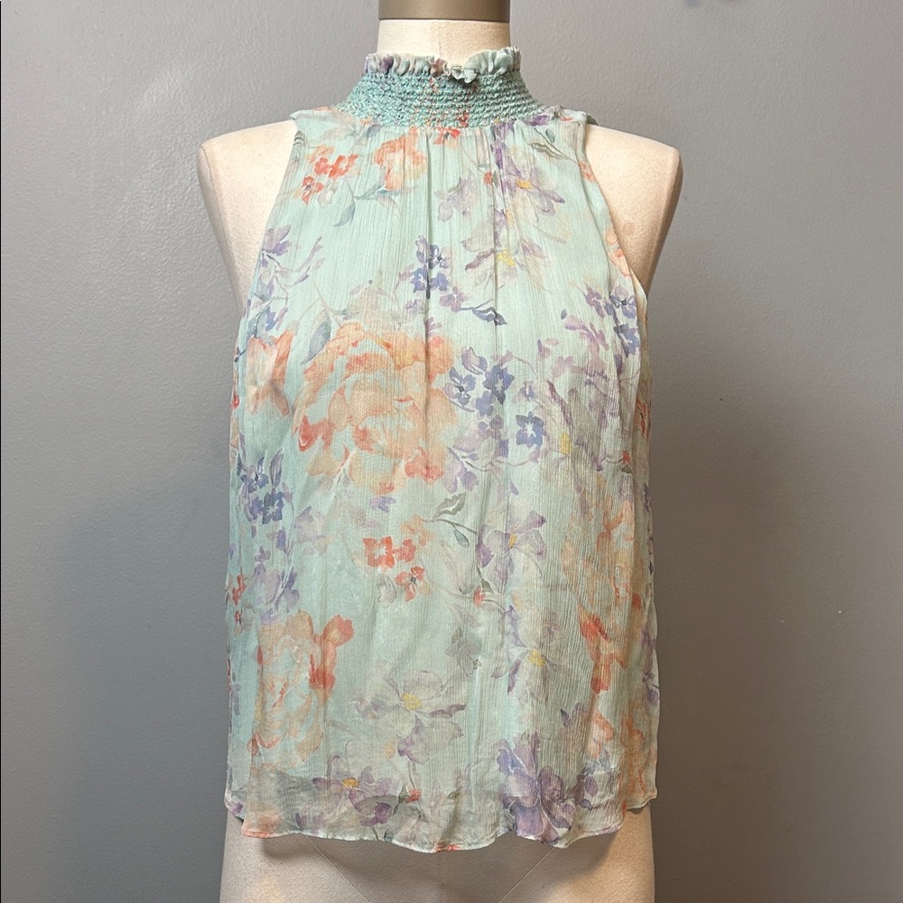 Alice + Olivia Lilian Floral Sleeveless Viscose Top Size S Green